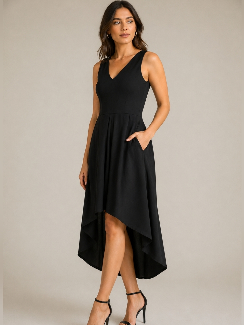 Le Chateau Elegant Black High-Low A-Line Dress